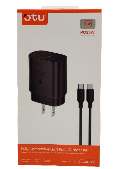OTU Charger Cable USB MT05-C TYPE-C to TYPE-C Pd 25W Fully Compatible Gan Fast Charger Kit