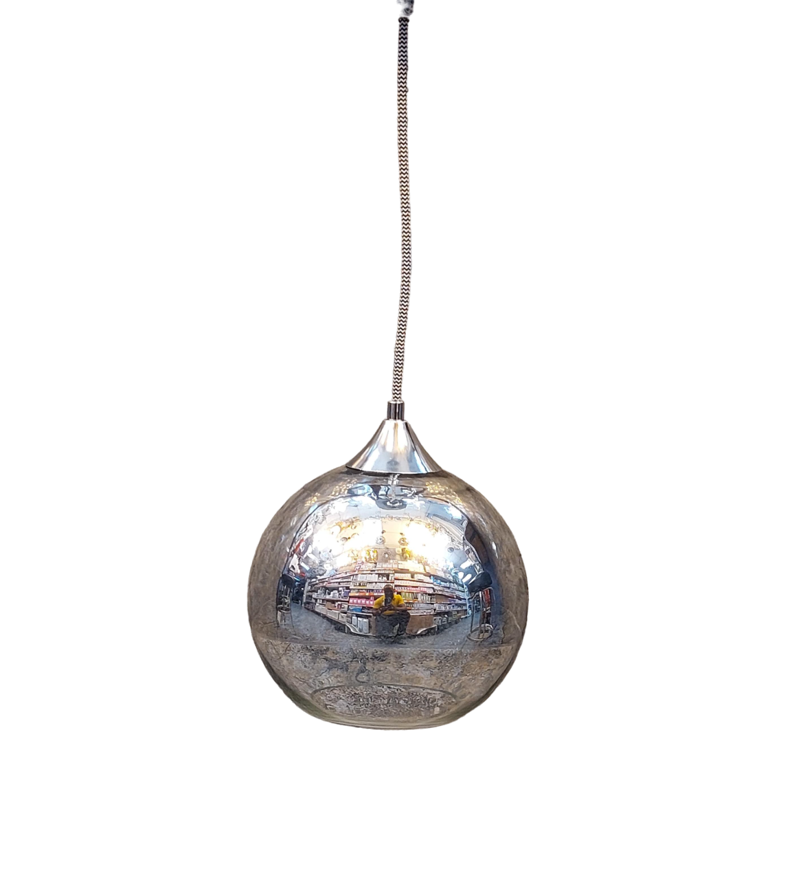 Light Fixture Pendant 1-BULB 7.8" Mzsus Gradient Silver Globe