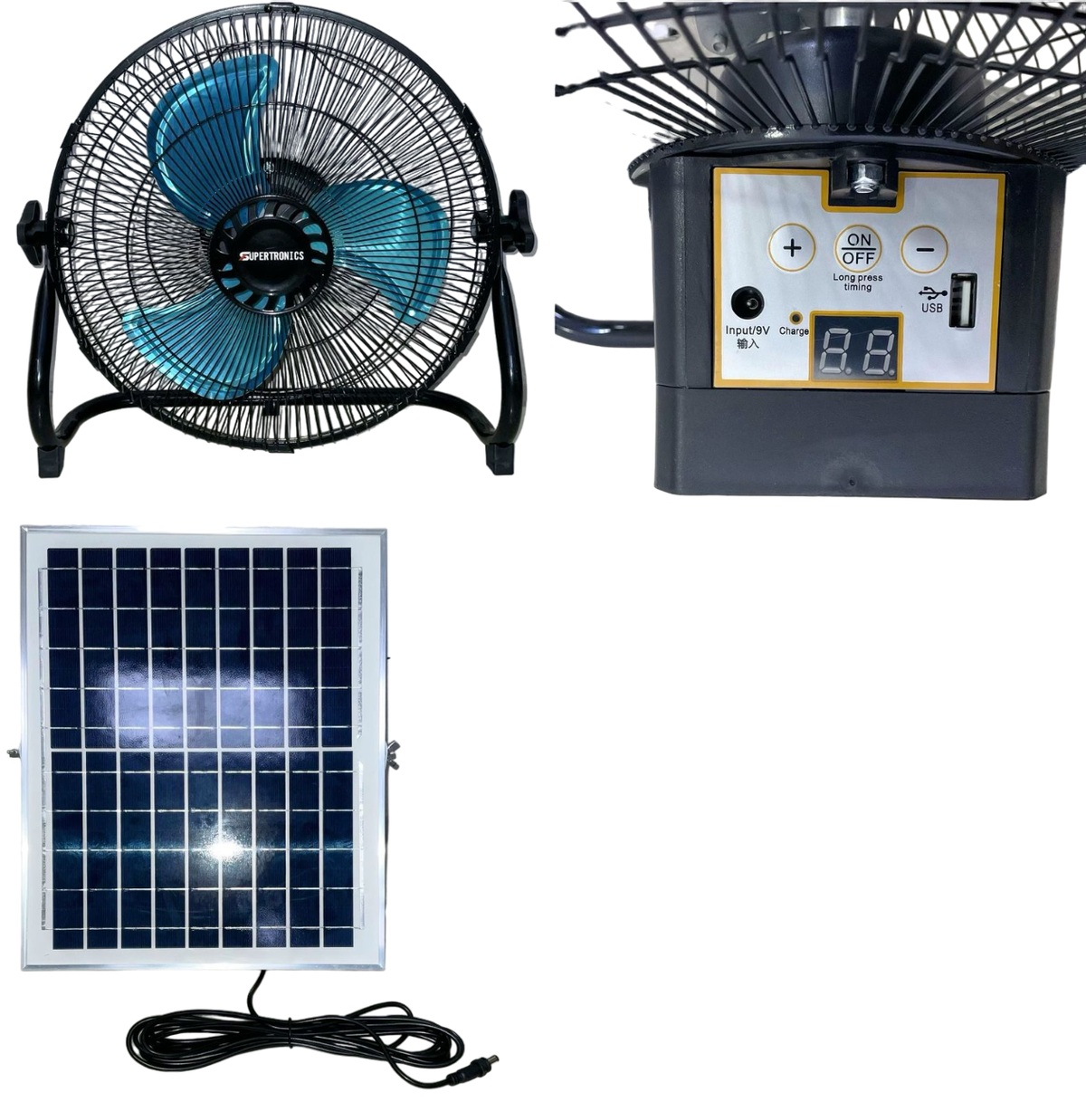 SUPERTRONICS Fan HS-118F Solar Rechargeable Floor AC/DC