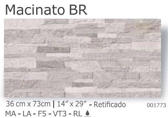 Tile Ceramic 14"X29" 36X73CM Macinato Br