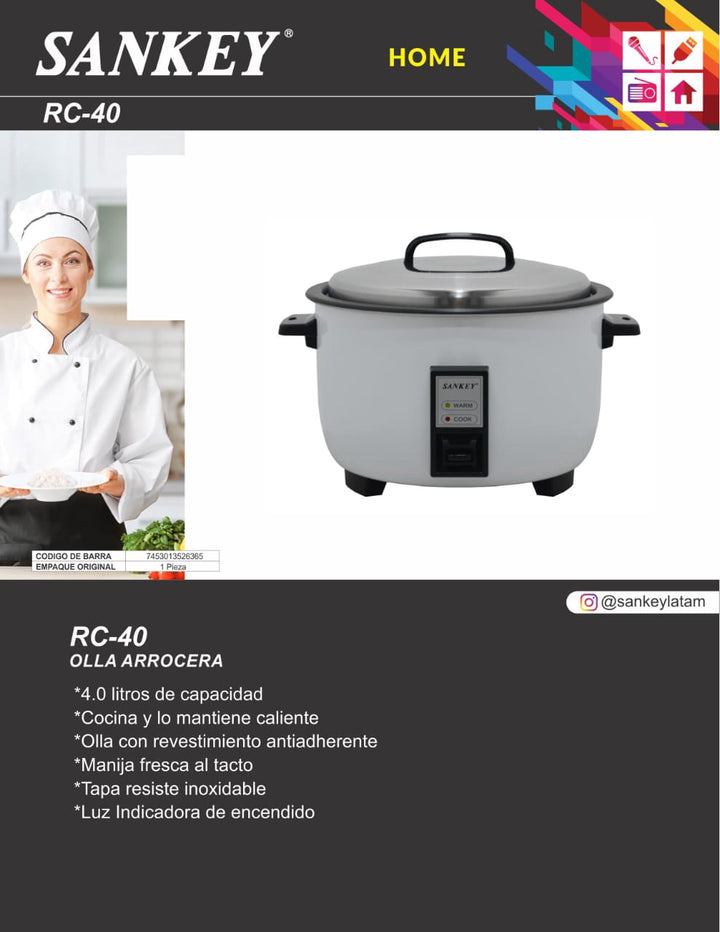 SANKEY Rice Cooker RC-40 110V 4L 23CUPS