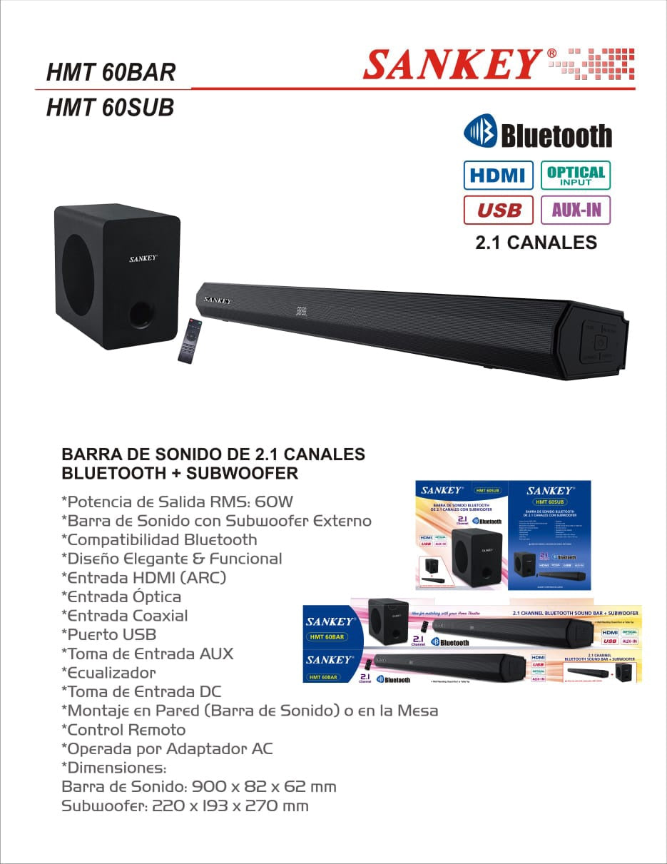 SANKEY Soundbar HMT-60BAR + HMT-60SUB 2.1