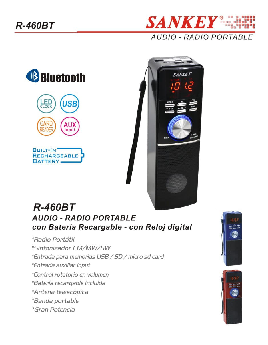 SANKEY Radio R-460BT FM Bluetooth Music Box Rechargeable