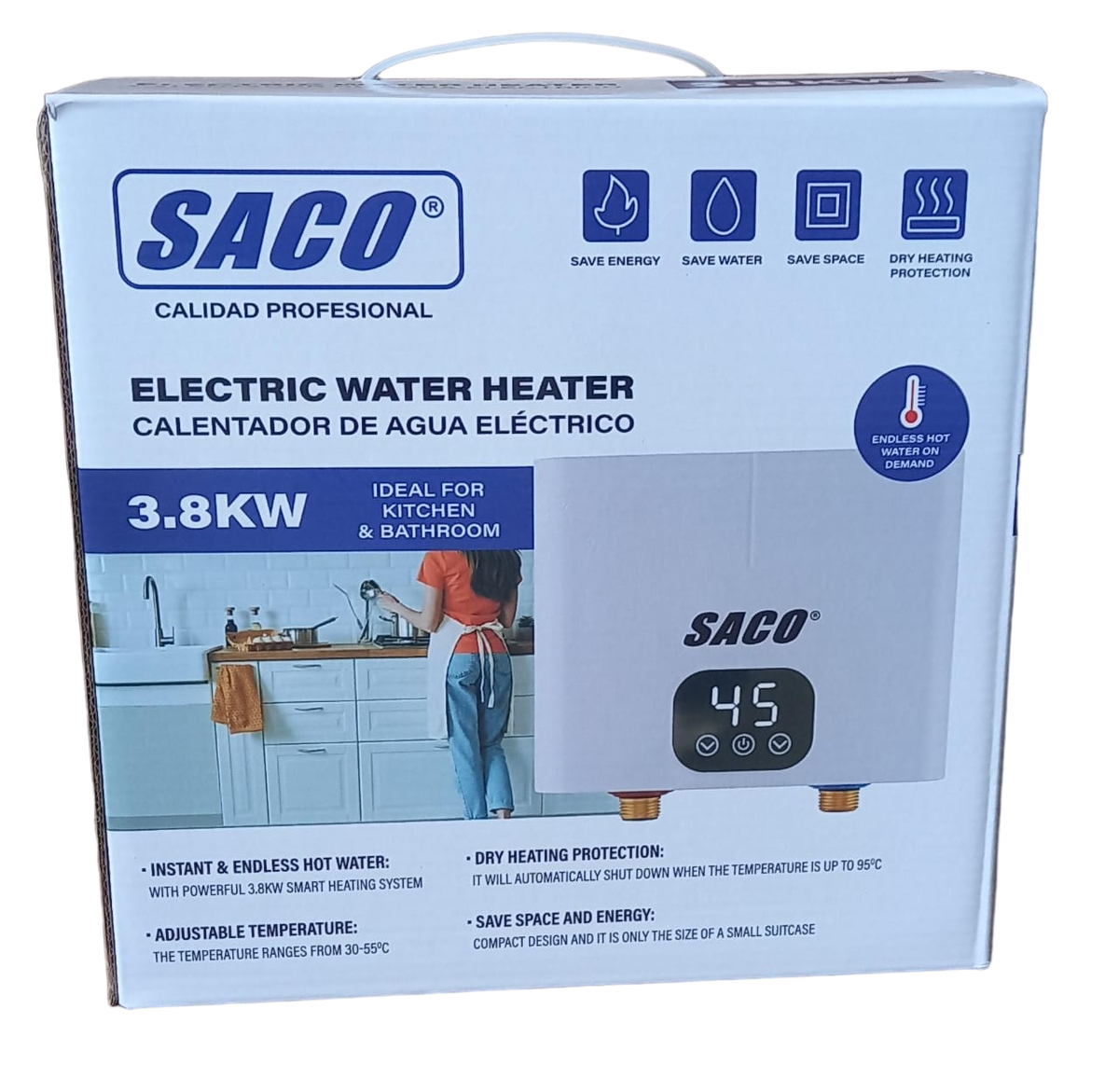SACO Water Heater Electric 04-FR-33846 3.8KW 120V Hot Water Shower