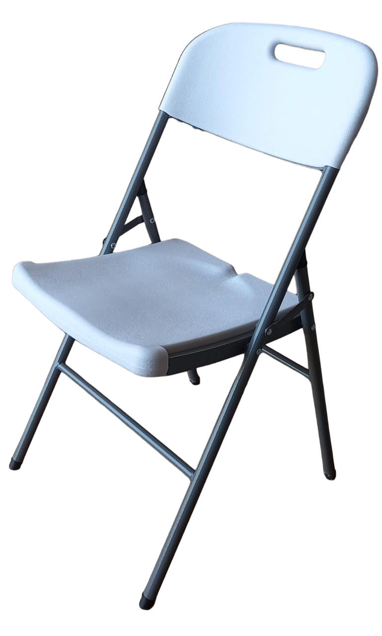 Chair Folding BSL-SM53 White Grey Metal Frame Sold Each