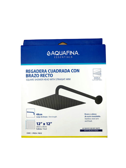 AQUAFINA BLUE Shower Head Aquafina Square 12" X 12" Matte Black A-SHS12-3