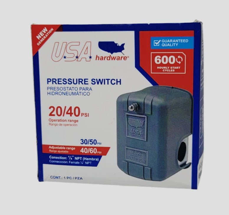 USA HARDWARE Water Pump Pressure Switch 20/40 PSI U-PS2