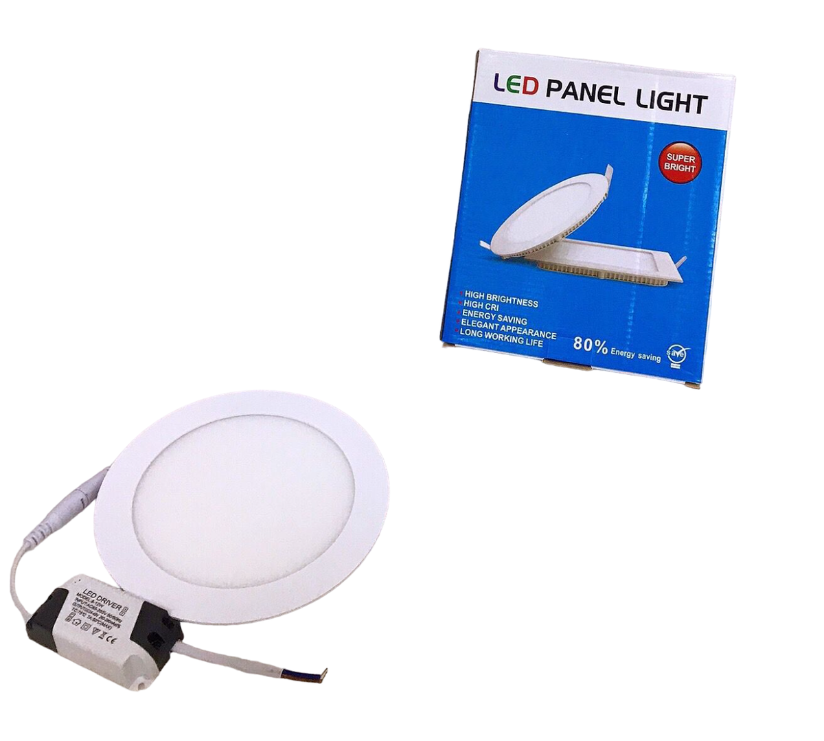 SUPER BRIGHT Light LED Panel 12W Round White 6500K Flat