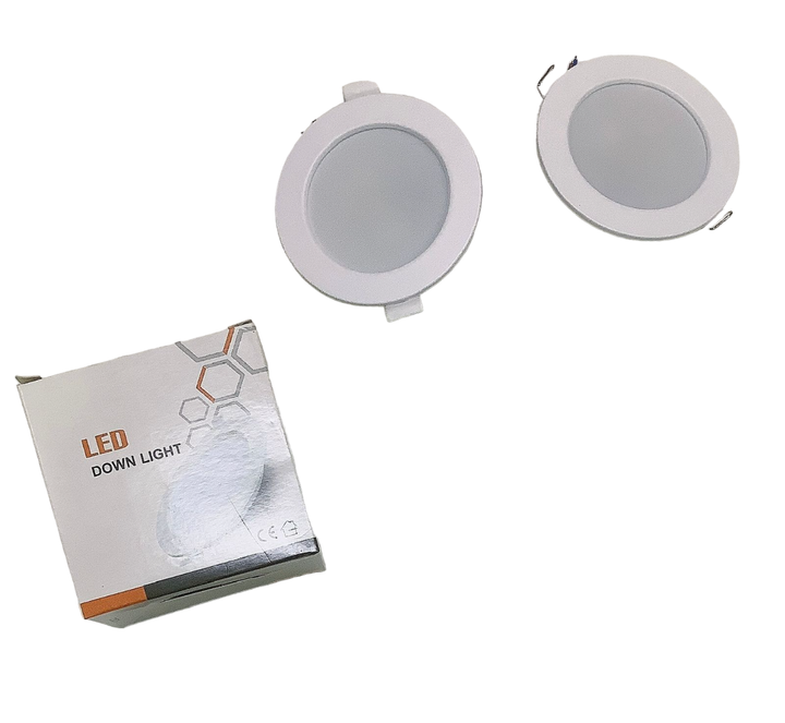 Light LED Panel 6W Round Warm White 3000K Flat Down Light 2107-301 2PCS Pack