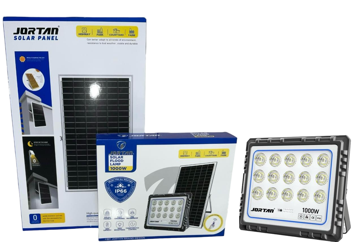 JORTAN Lamp LED Solar Flood 1000W JT-92008-RY1000W 6500K IP66