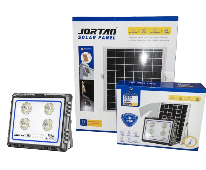 JORTAN Lamp LED Solar Flood 100W JT-92008-RY100W 6500K IP66