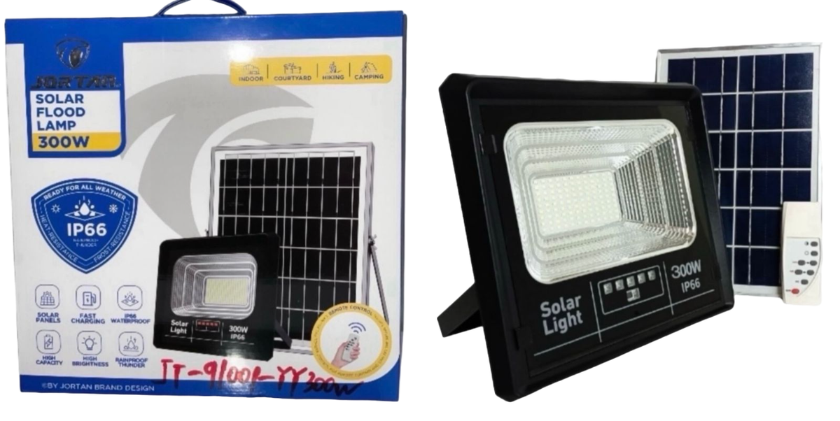 JORTAN Lamp LED Solar Flood 300W JT-91001-YY300W 6500K IP66