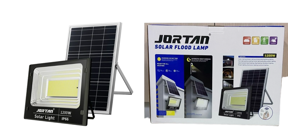 JORTAN Lamp LED Solar Flood 1200W JT-BJ1200W-TZ W + JT-BJ1200W-TZ W 6500K IP66 2BOX