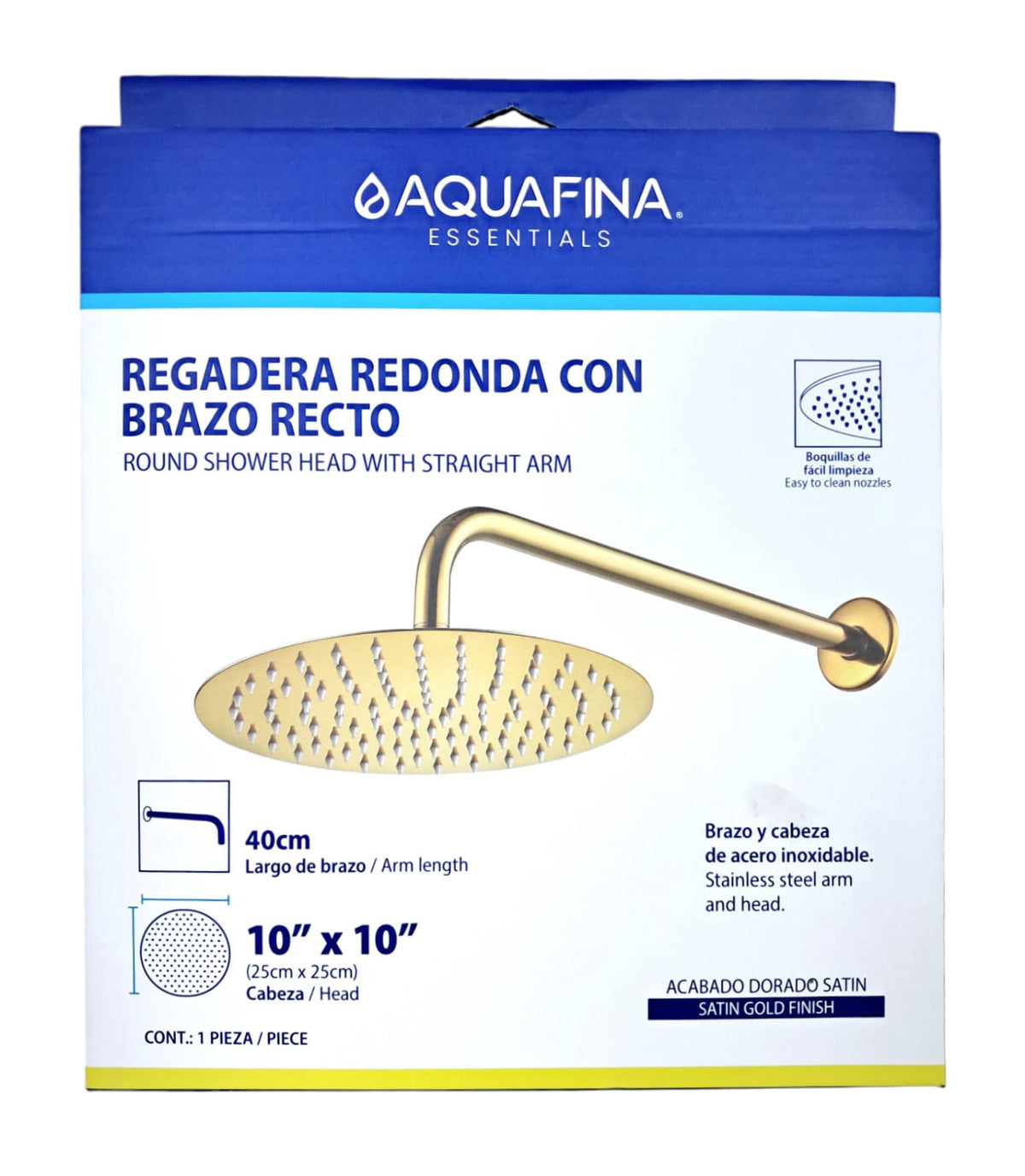 AQUAFINA BLUE Shower Head Aquafina Round 10" X 10" Satin Gold A-SHRO10-4