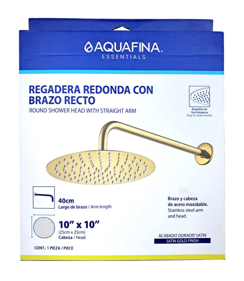 AQUAFINA BLUE Shower Head Aquafina Round 10" X 10" Satin Gold A-SHRO10-4