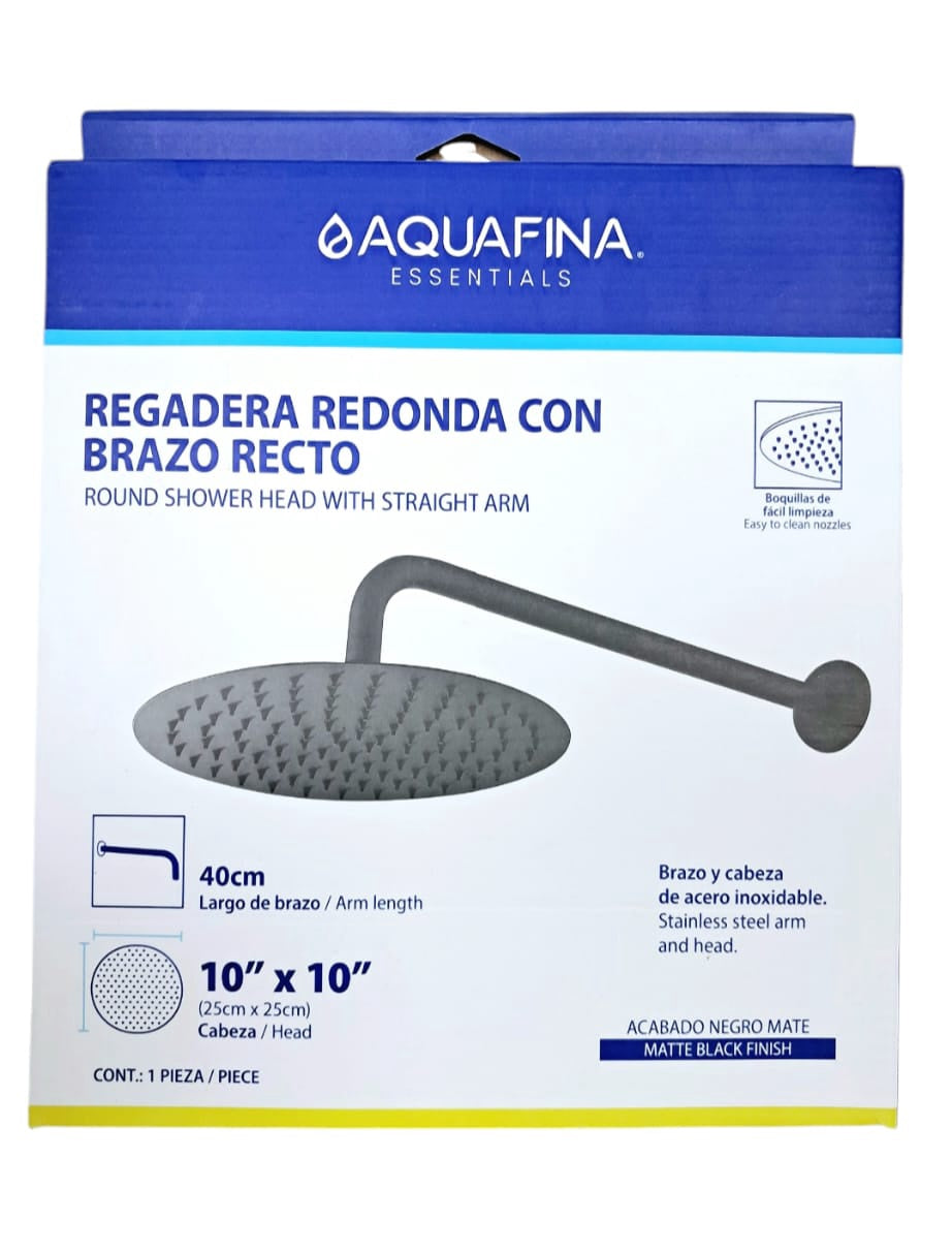 AQUAFINA BLUE Shower Head Aquafina Round 10" X 10" Matte Black A-SHRO10-3