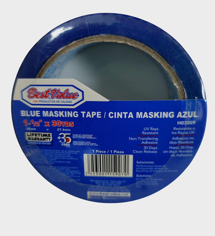 BEST VALUE Tape Masking Blue 1 1/2" X 30YD H03009