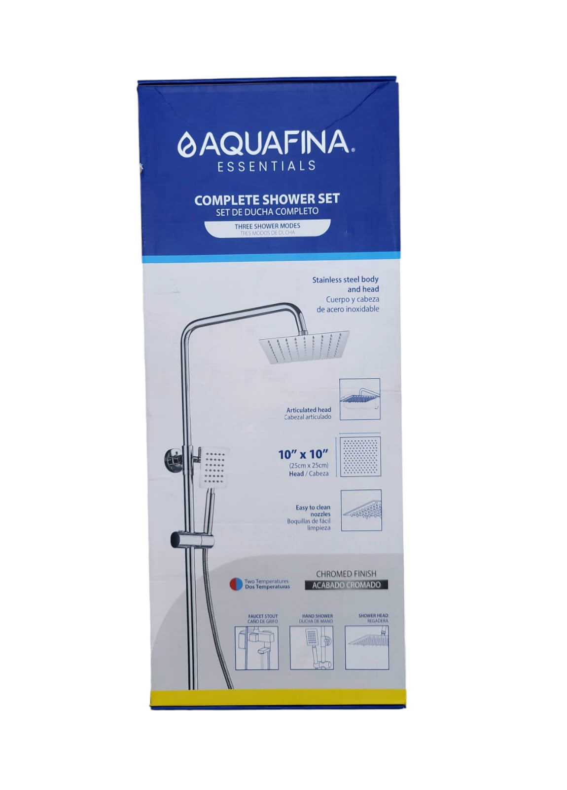 AQUAFINA BLUE Shower System Aquafina Wall Mount 10" Square Chrome ACSSS-2