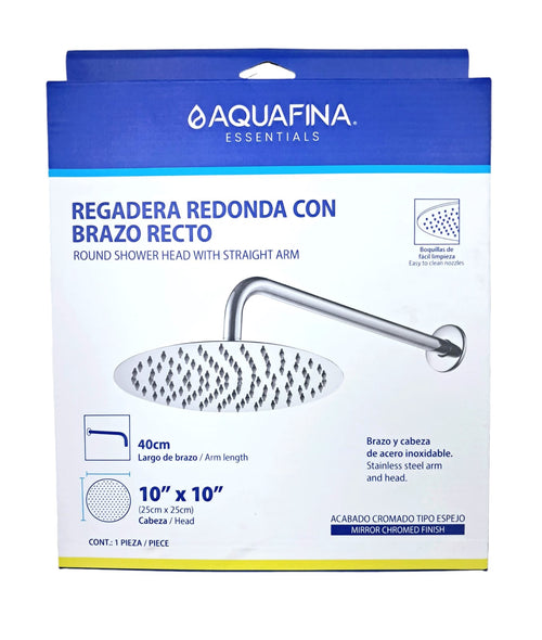 AQUAFINA BLUE Shower Head Aquafina Round 10" Mirror Chrome A-SHS010-1