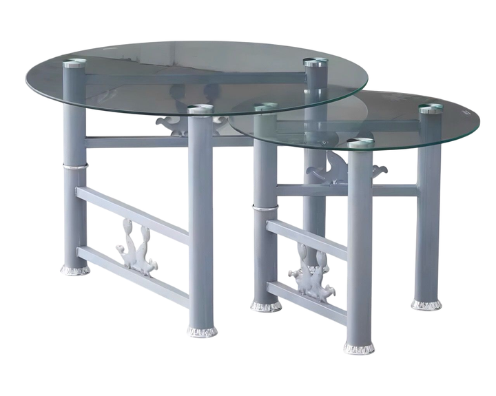 Glass Table CJ-2799-Y45 2PCS Set Grey