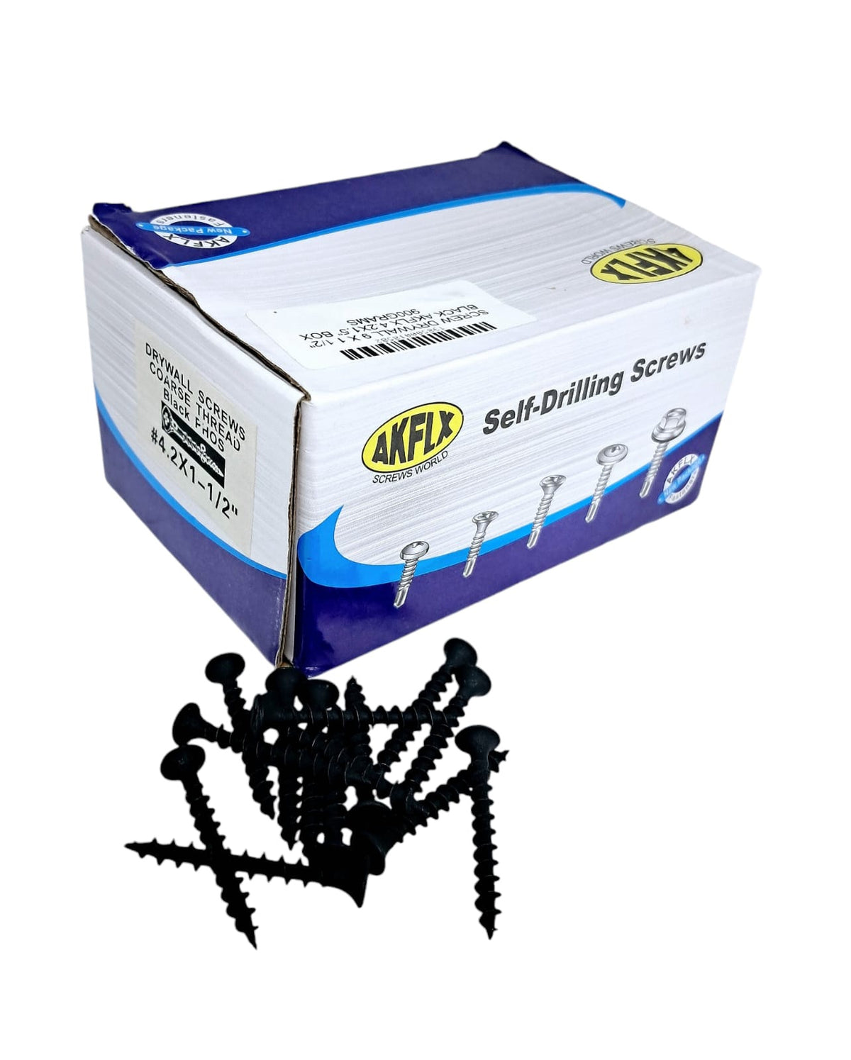 Screw Drywall 9 X 1 1/2" Black Akflx 4.2X1.5" Box 900GRAMS