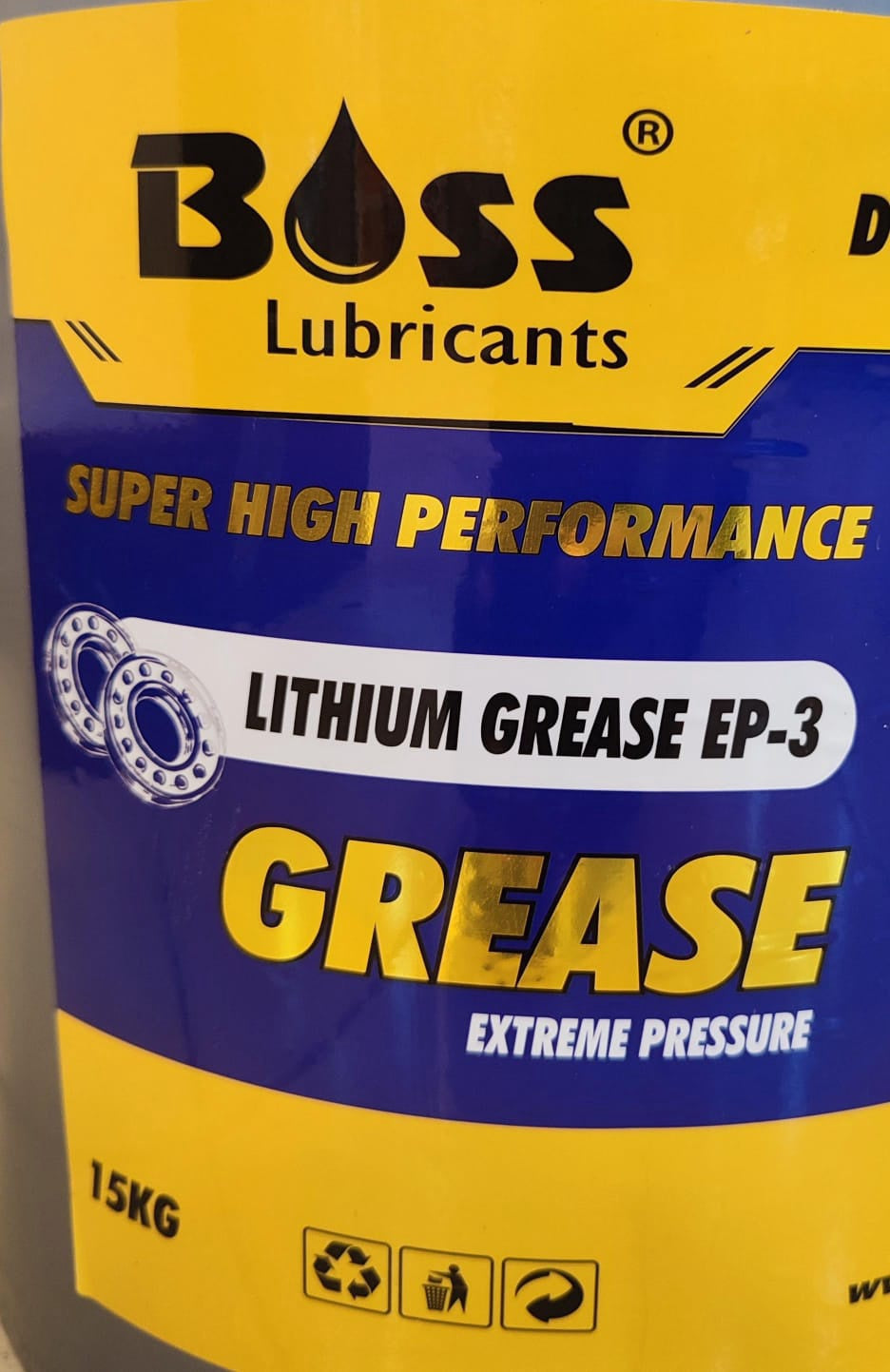 BOSS LUBRICANTS Grease Pail Boss Lithum EP-3 Extreme Pressure Dynamic Performance 15KG