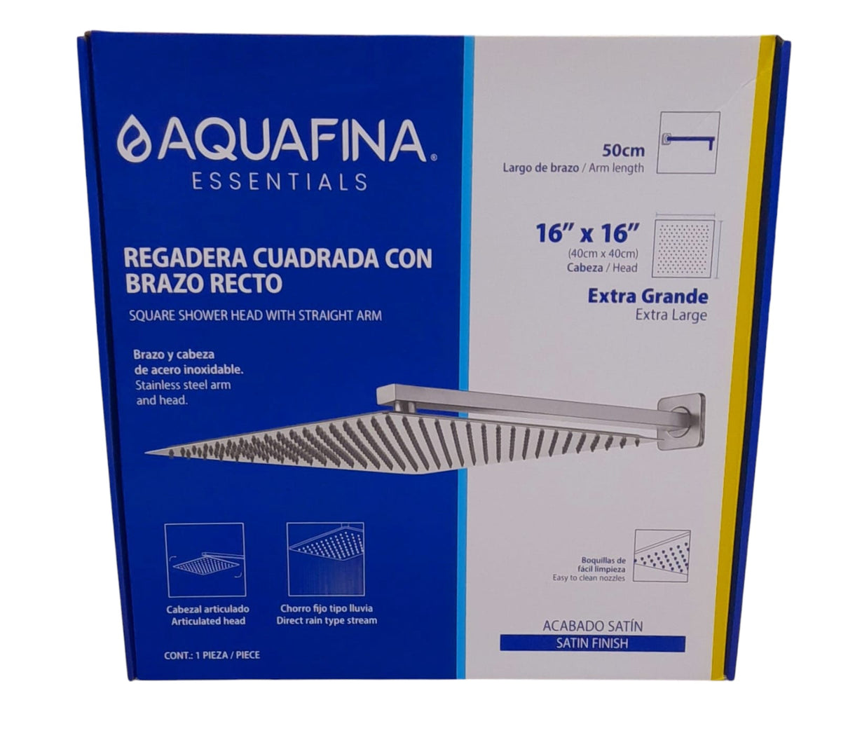 AQUAFINA BLUE Shower Head Aquafina Square 16" X 16" Chrome A-SHS16-2
