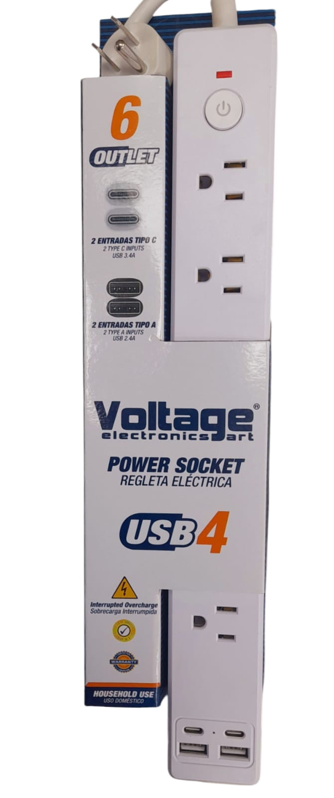 VOLTAGE Power Strip 6 Outlet with USB Port GTB-03