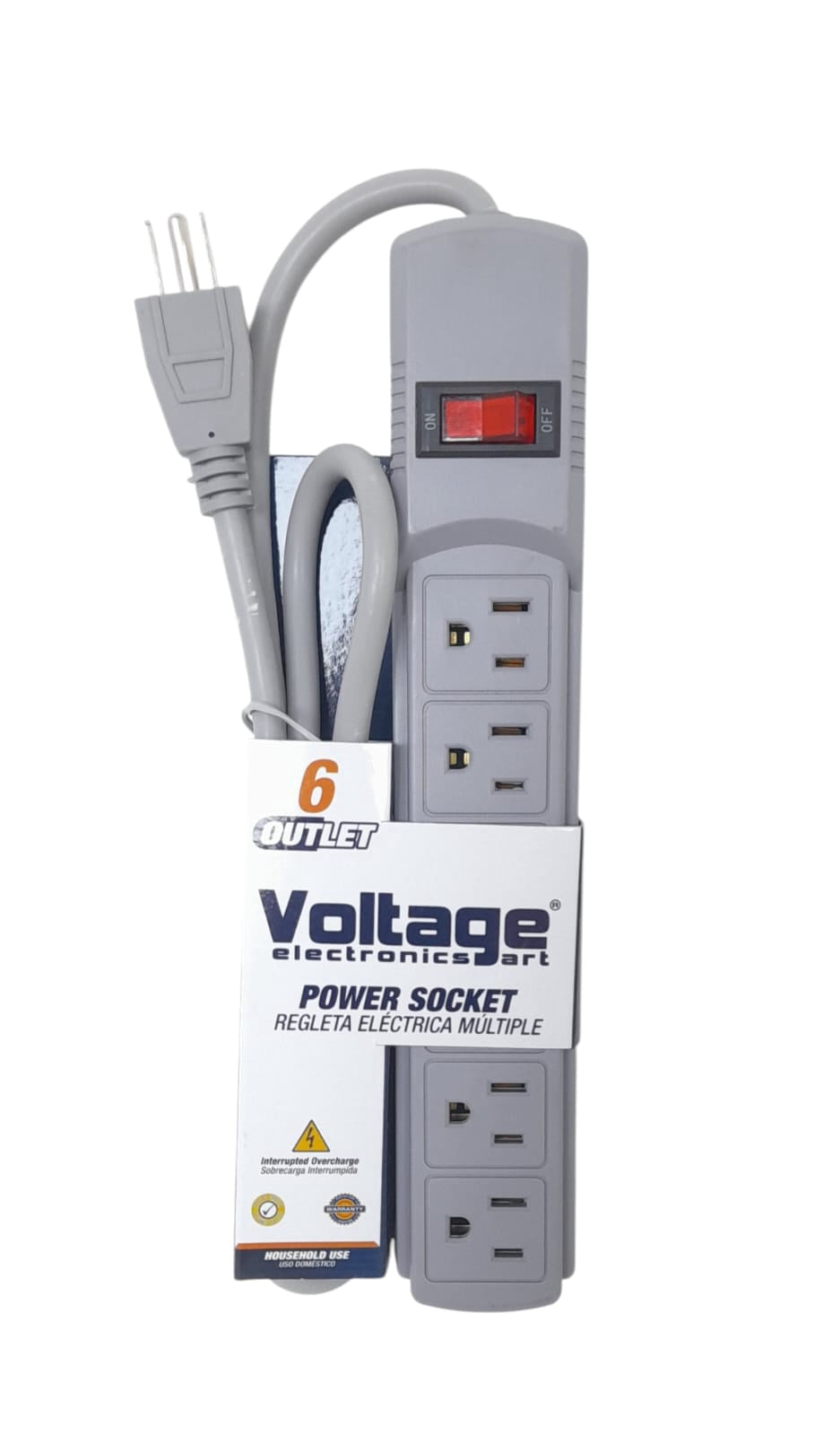 VOLTAGE Power Strip 6 Outlet GT-AS014 Grey