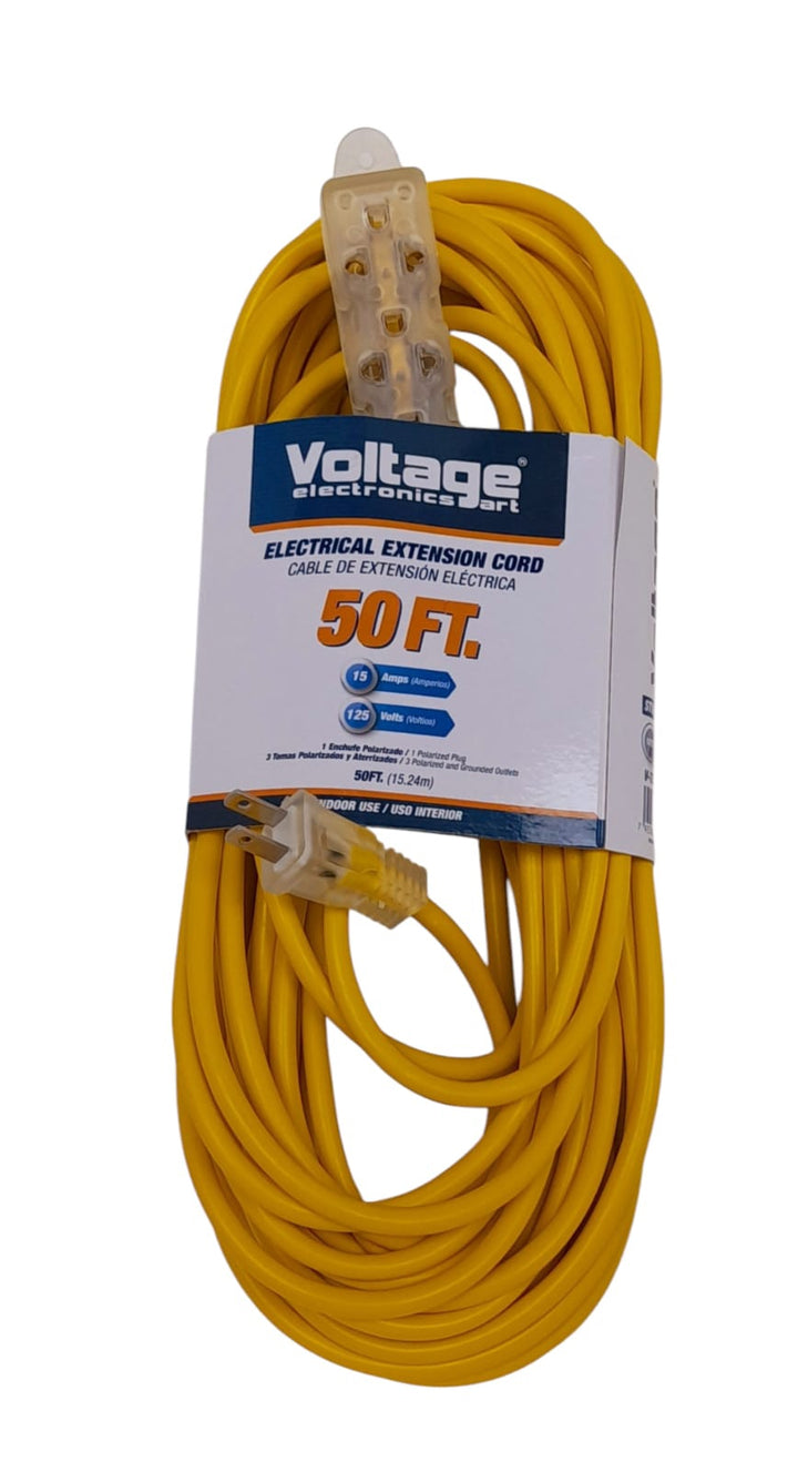 VOLTAGE Extension Cord Outdoor Yellow 50FT 15AMPS V-TEC-002-50