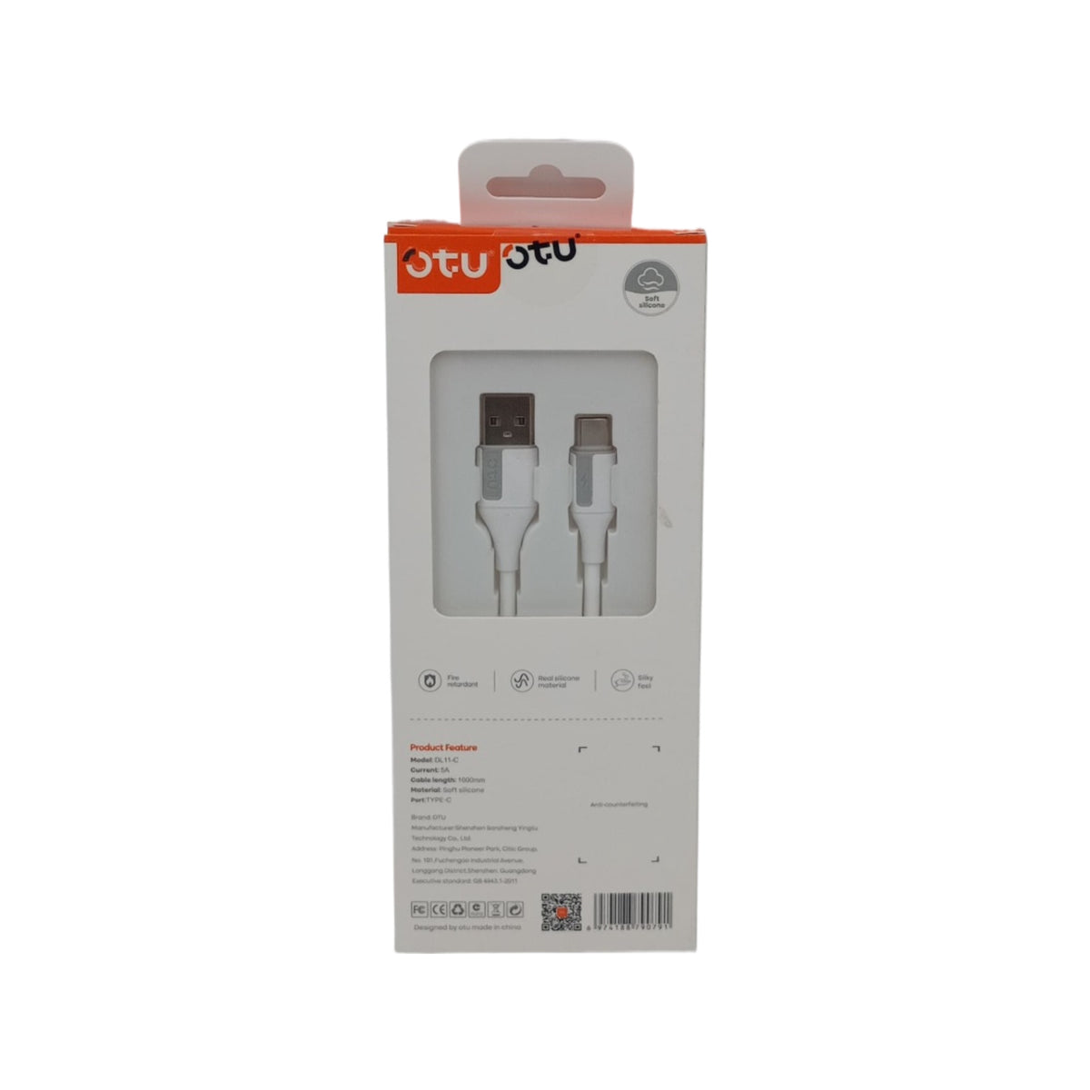 OTU Charger Cable USB DL11-C 1M TYPE-C 5A Fast Data Cable Soft Silicone