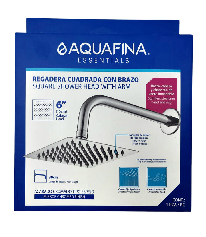 AQUAFINA BLUE Shower Head Aquafina Square 6" Satin A-SHS6-2