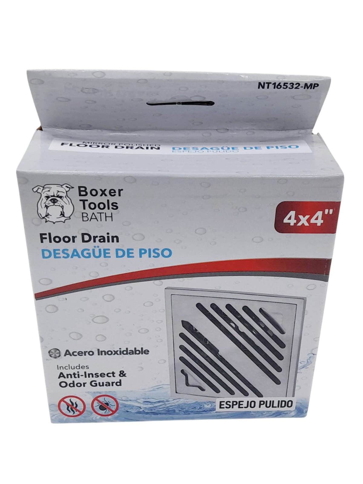 BOXER Floor Drain Metal Tools 4"X4" NT16532-MP Chrome