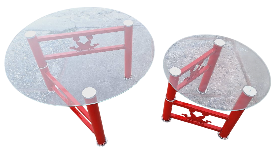 Glass Table CJ-2793-Y45 2PCS Set Red
