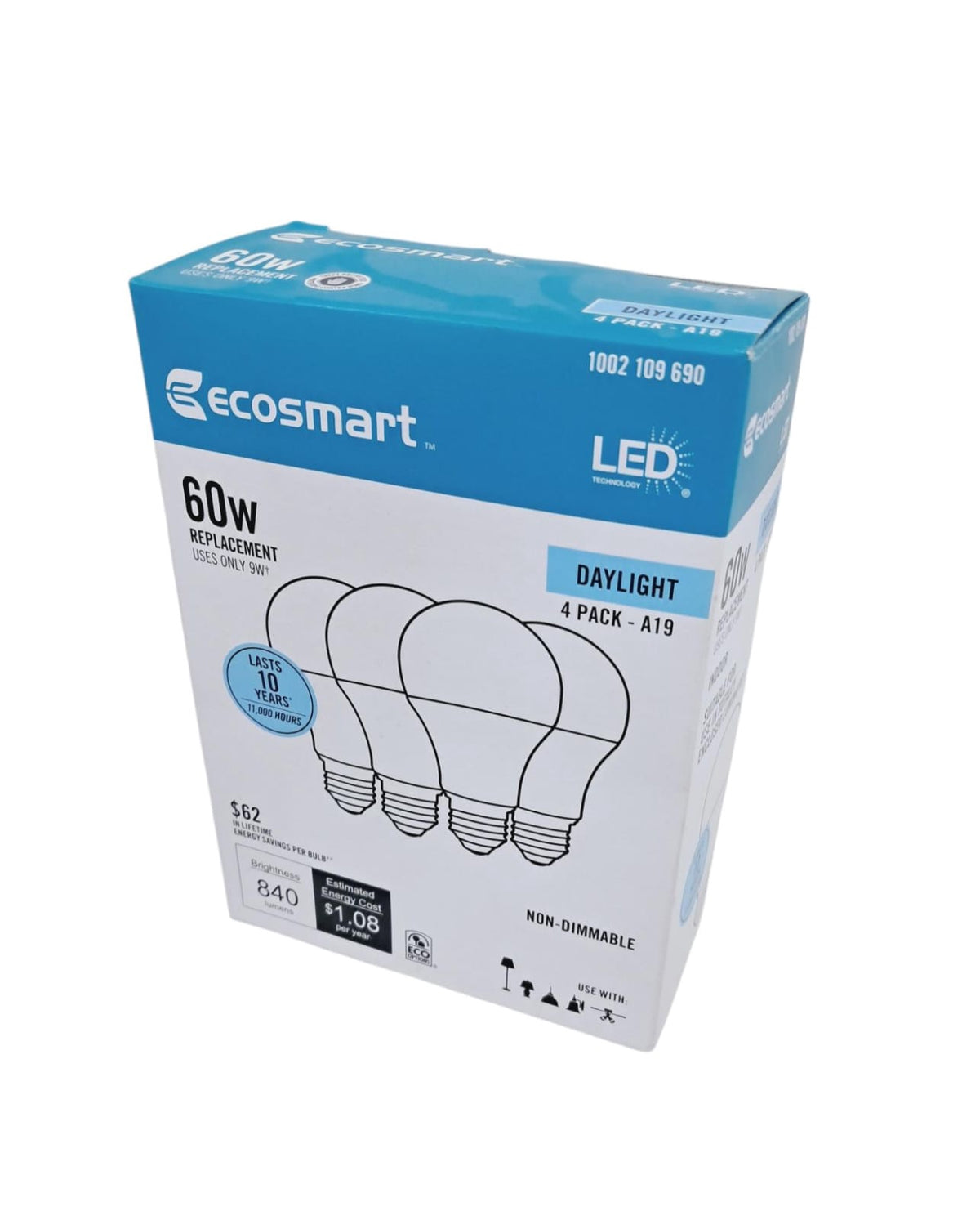 ECOSMART Bulb Screw LED 9W Daylight Sold Box 4PCS Pack