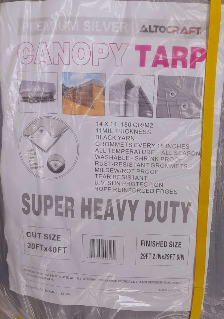 WORKSITE Tarpaulin Silver 30' X 40' Altocraft TARP-S3040 Heavy Duty