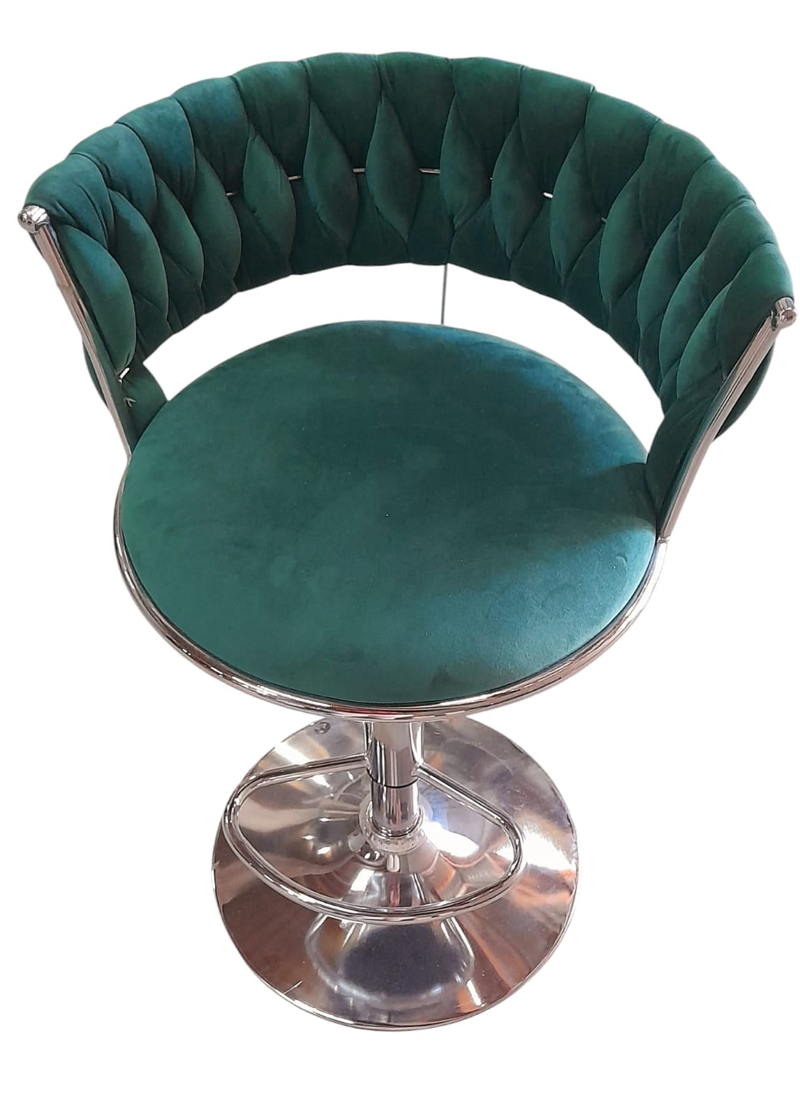 Bar Stool Chrome & Green Velvet #86536