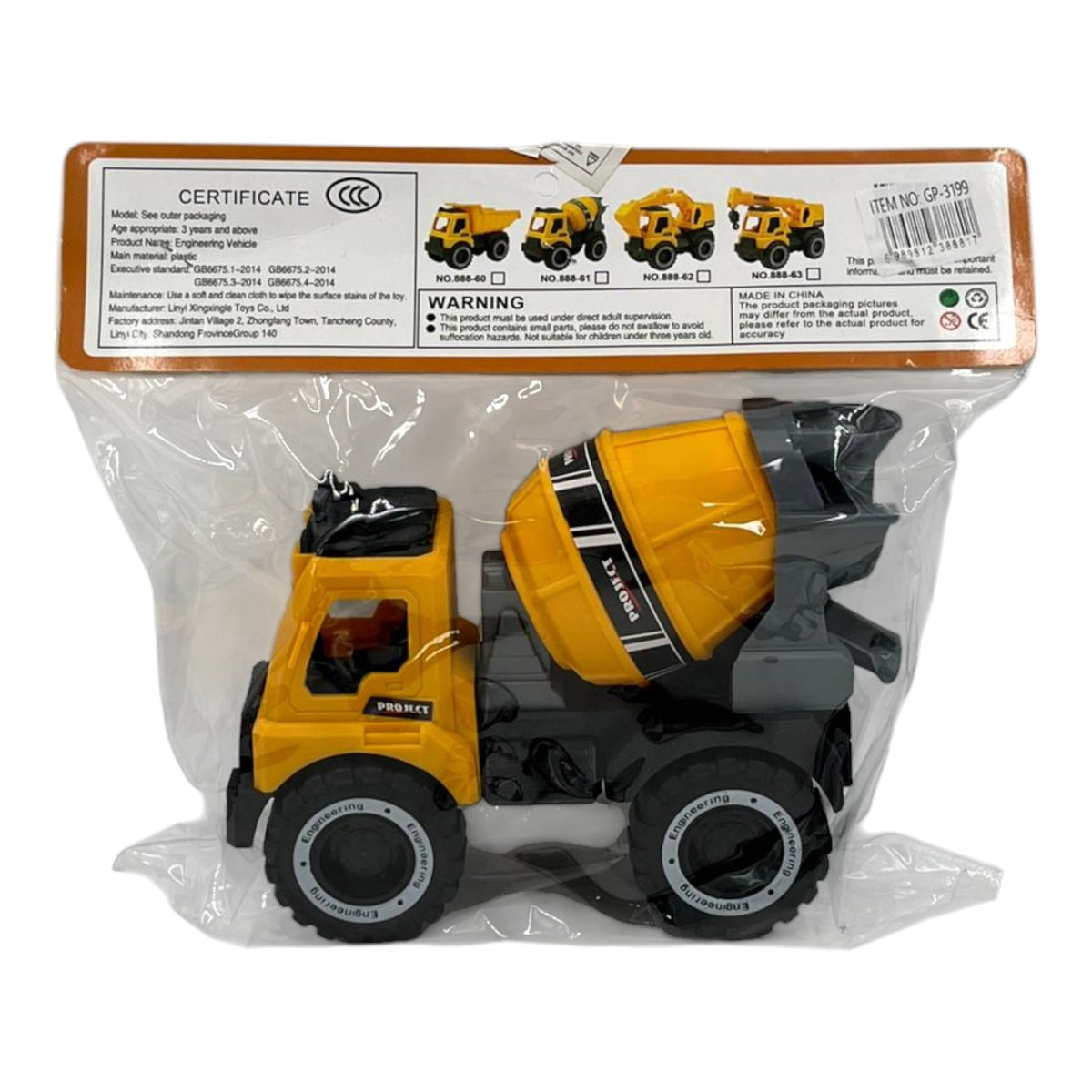 GENERIC Toy Push Truck GP-3199 888-61 Construction Engineer Project