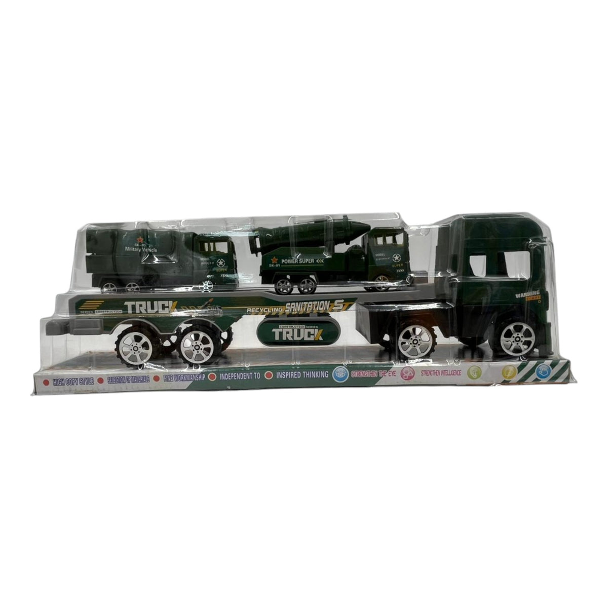 GENERIC Toy Push Truck GP-3201 688-002 Green Heavy Construction Sanitation Recycling
