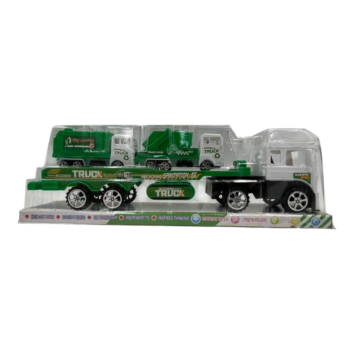 GENERIC Toy Push Truck GP-3202 688-003 Green Heavy Construction Sanitation Recycling