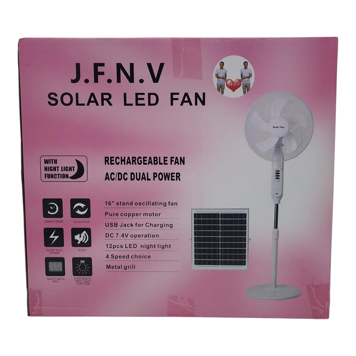 JFNV Fan 16" J.f.n.v XS-198 Solar Rechargeable Floor AC/DC Dual Power with Remote