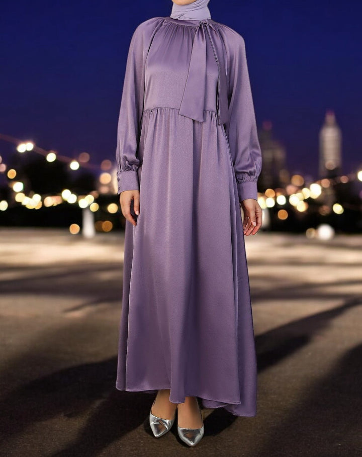 Dress Satin Plain Purple
