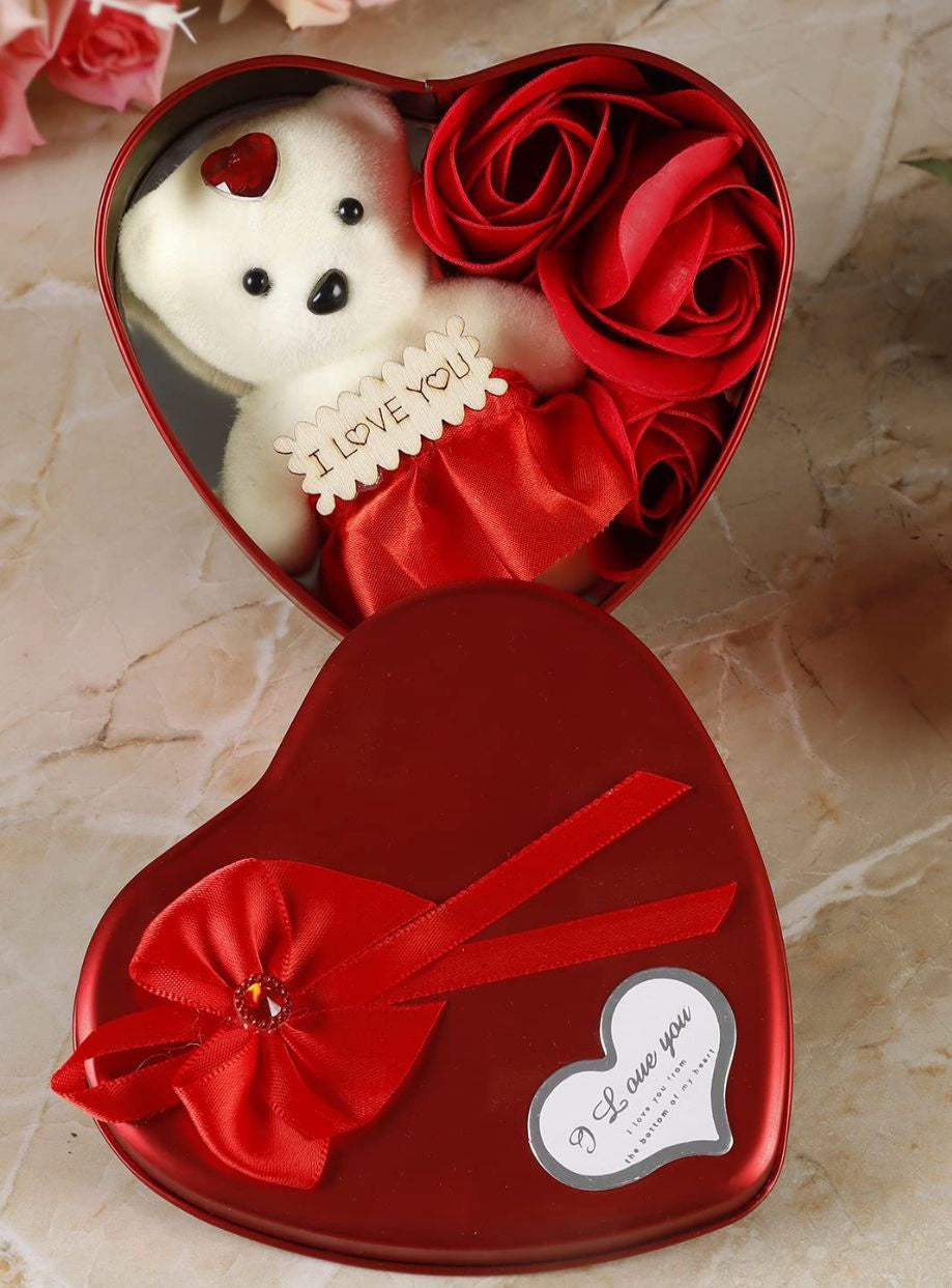 Valentine Collectible Can W/MINI Bear & Roses