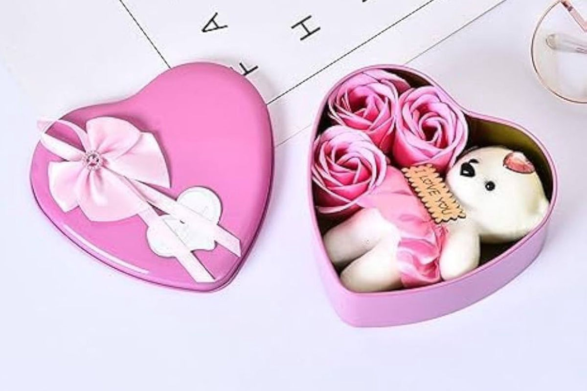 Valentine Collectible Can W/MINI Bear & Roses