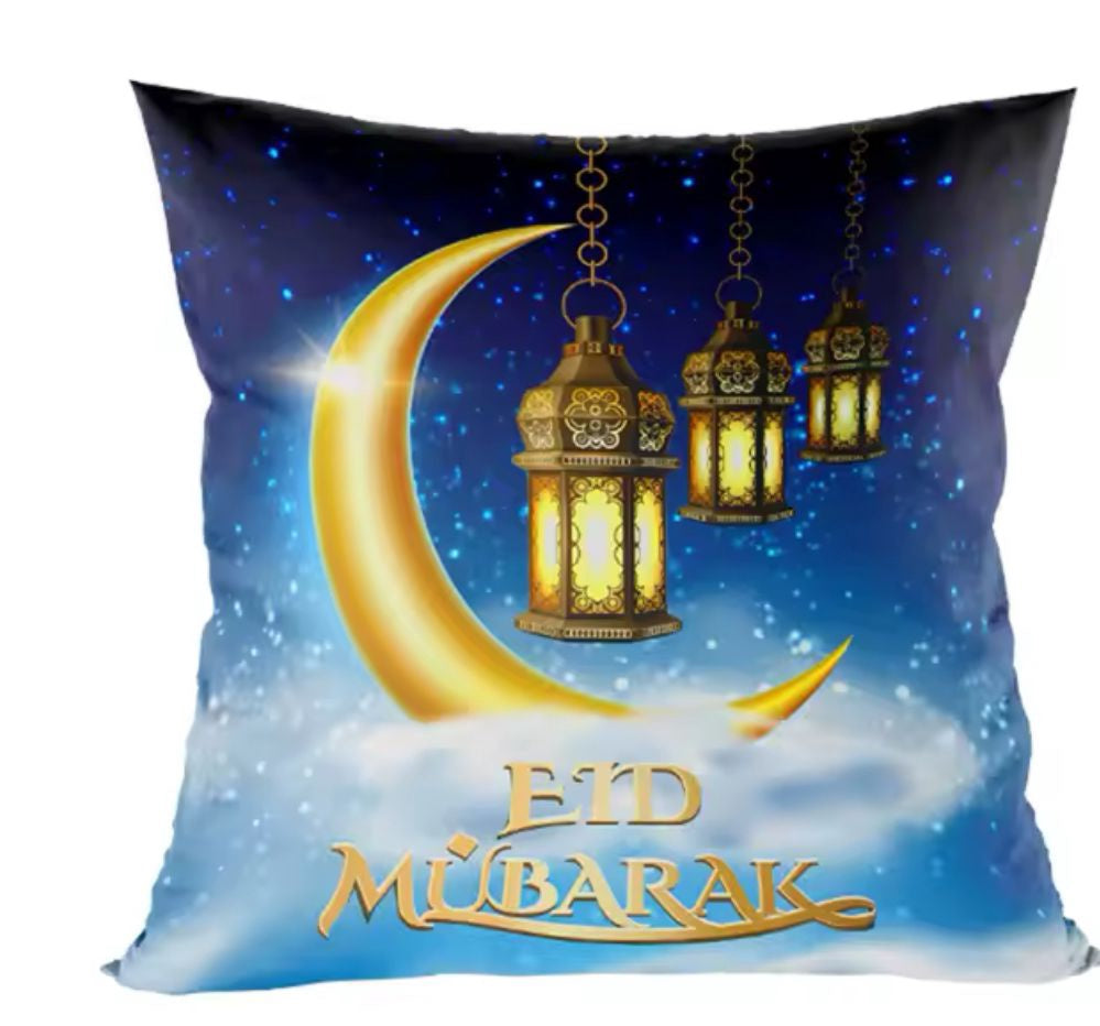 Eid / Ramadan Cushion Cover White / Blue