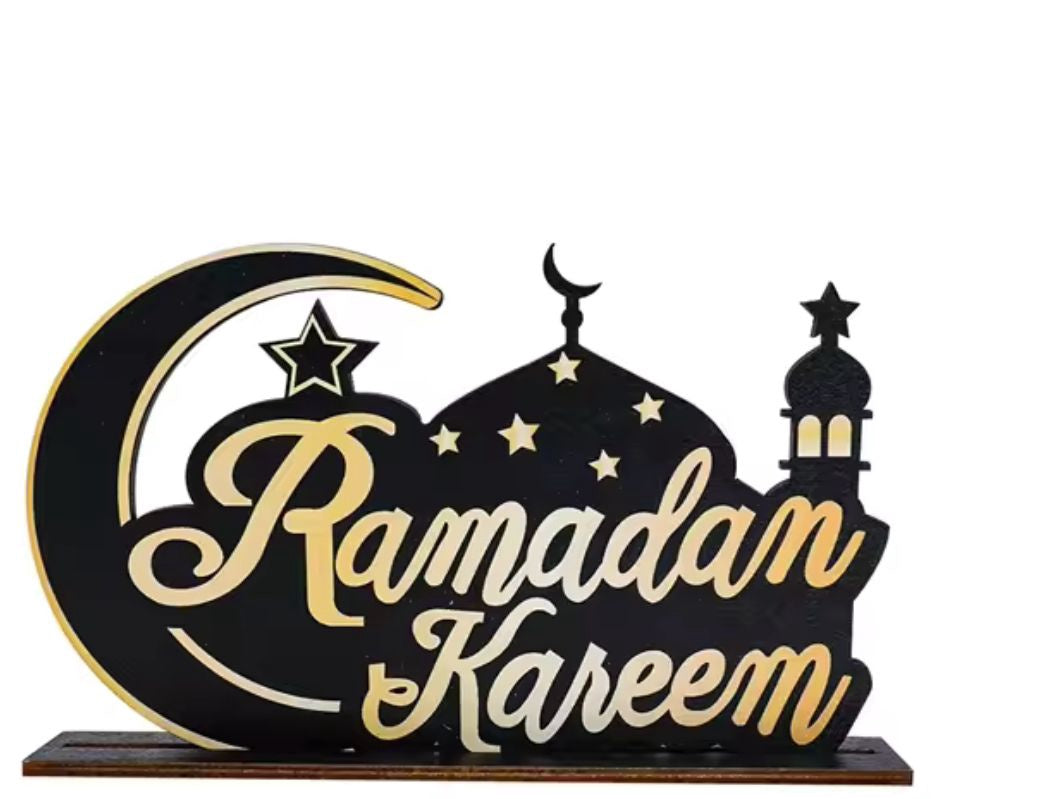 Eid / Ramadan Wooden Plaque Decor Black