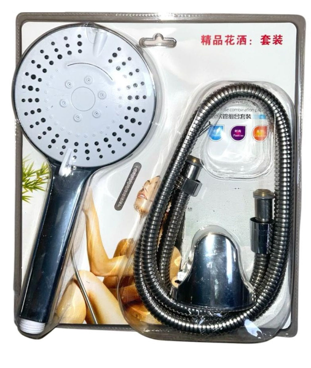 Shower Hand Held with Hose Chrome with White Face MY14
