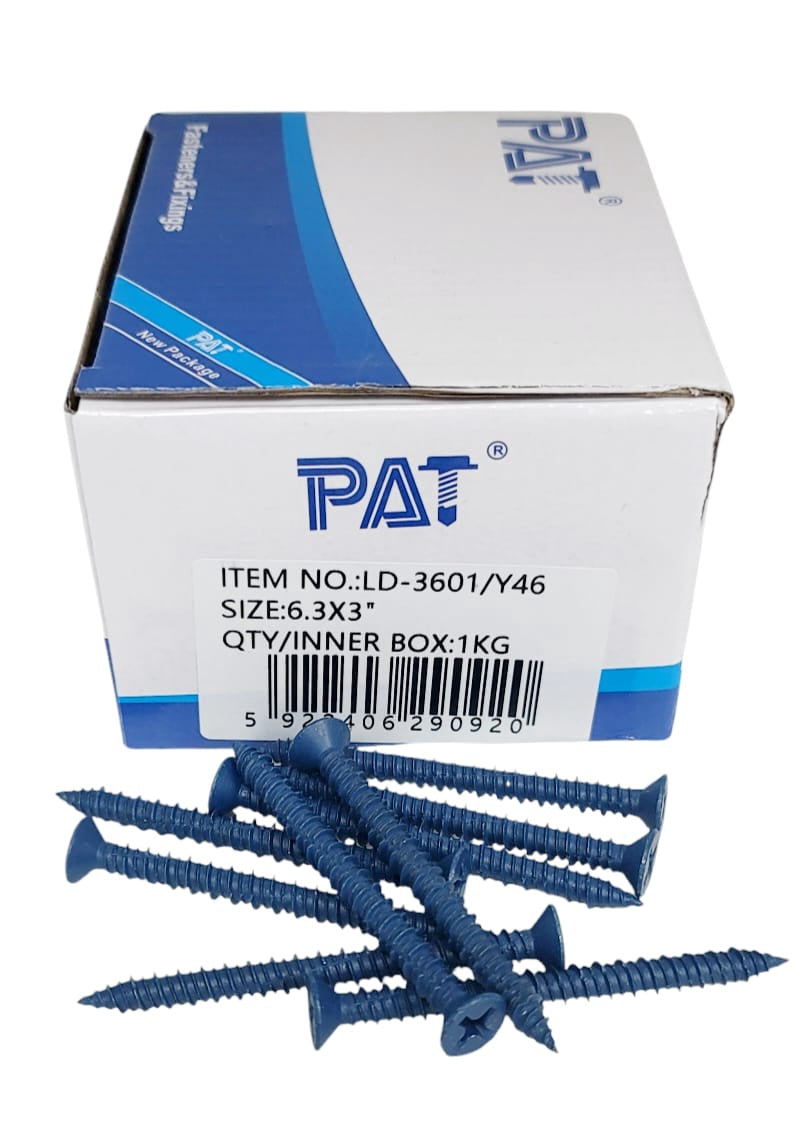 Screw Concrete Blue 3" X 6.3 Pat LD-3601/Y46 1KG BOX/80PCS