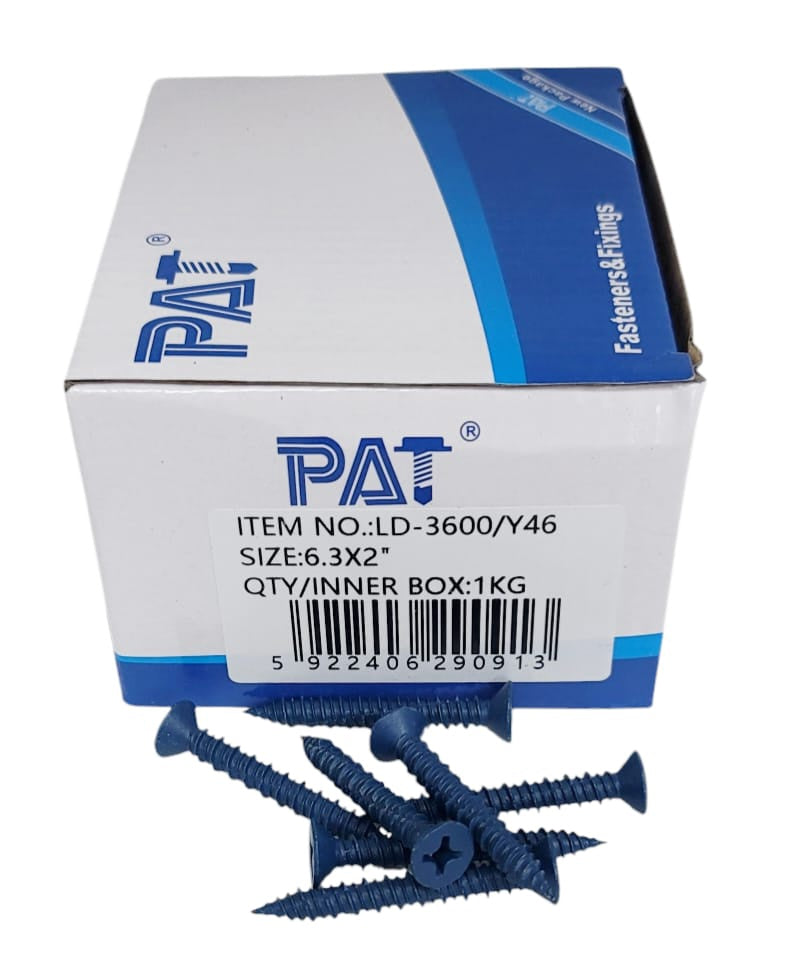 Screw Concrete Blue 2" X 6.3 Pat LD-3600/Y46 1KG BOX/115PCS