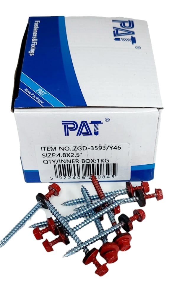Screw Ind. 2 1/2" 10G Red METAL-WOOD Pat ZGD-3593/Y46 1KG/122PCS Box